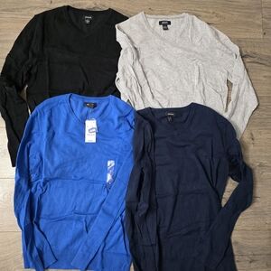 Nautica Men's Long Sleeve V-Neck Sweaters - Black, Gray, Royal Blue, Navy